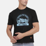 Combo Pack of 3 Tulic Men's Born To Ride Printed T-Shirt, Wisteria, Black, Cadmium Orange (Regular Fit) - Image 3