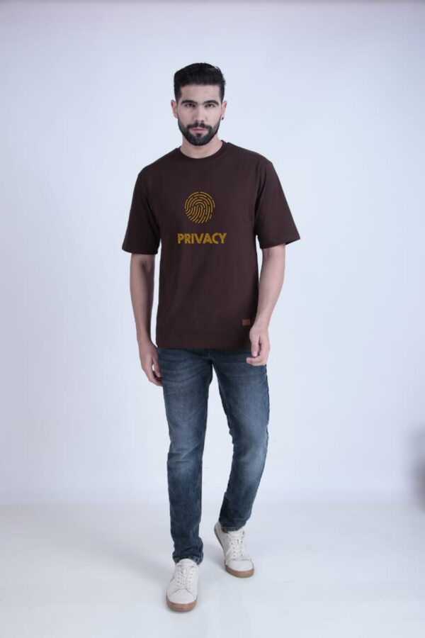 Tulic Men’s Printed Brown Privacy Oversized T Shirt - Image 3