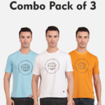 Combo Pack of 3 Tulic Men's Circle Printed T-Shirt, Ocean Blue, White, Cadmium Orange (Regular Fit)