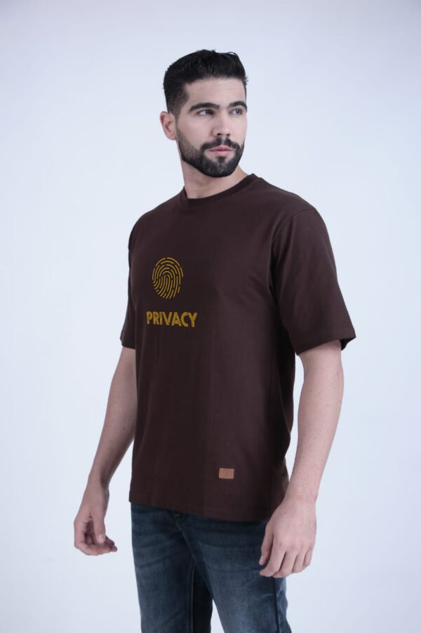 Tulic Men’s Printed Brown Privacy Oversized T Shirt - Image 4