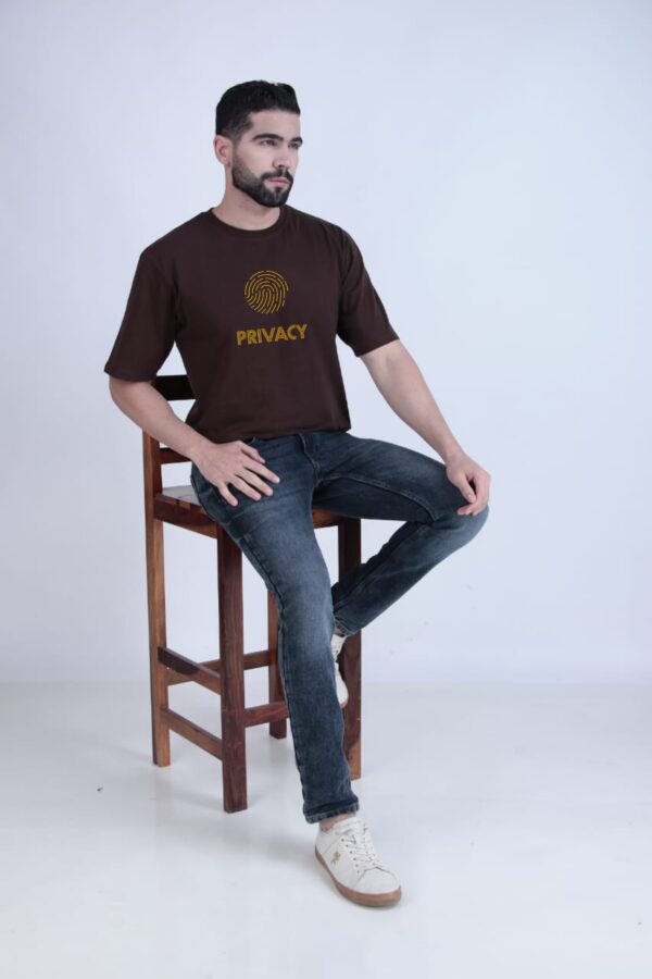 Tulic Men’s Printed Brown Privacy Oversized T Shirt - Image 6